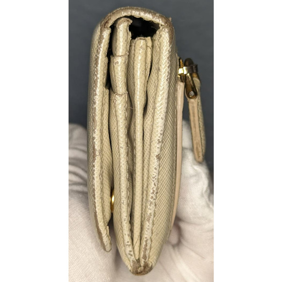 Prada Saffiano Leather Long Bifold Wallet Off White Authentic - Picture 15 of 16